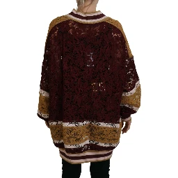 Multicolor Lace V-neck Pullover Sweater