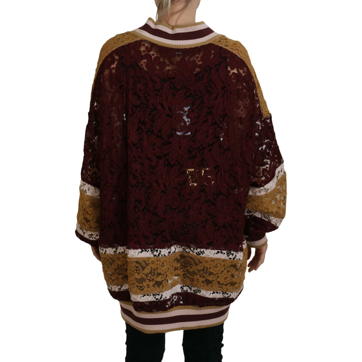 Multicolor Lace V-neck Pullover Sweater