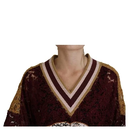 Multicolor Lace V-neck Pullover Sweater