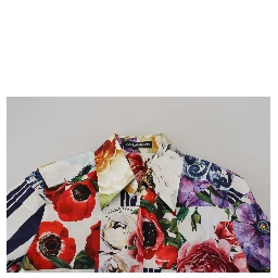 Multicolor Floral Cotton Collared Blouse Top