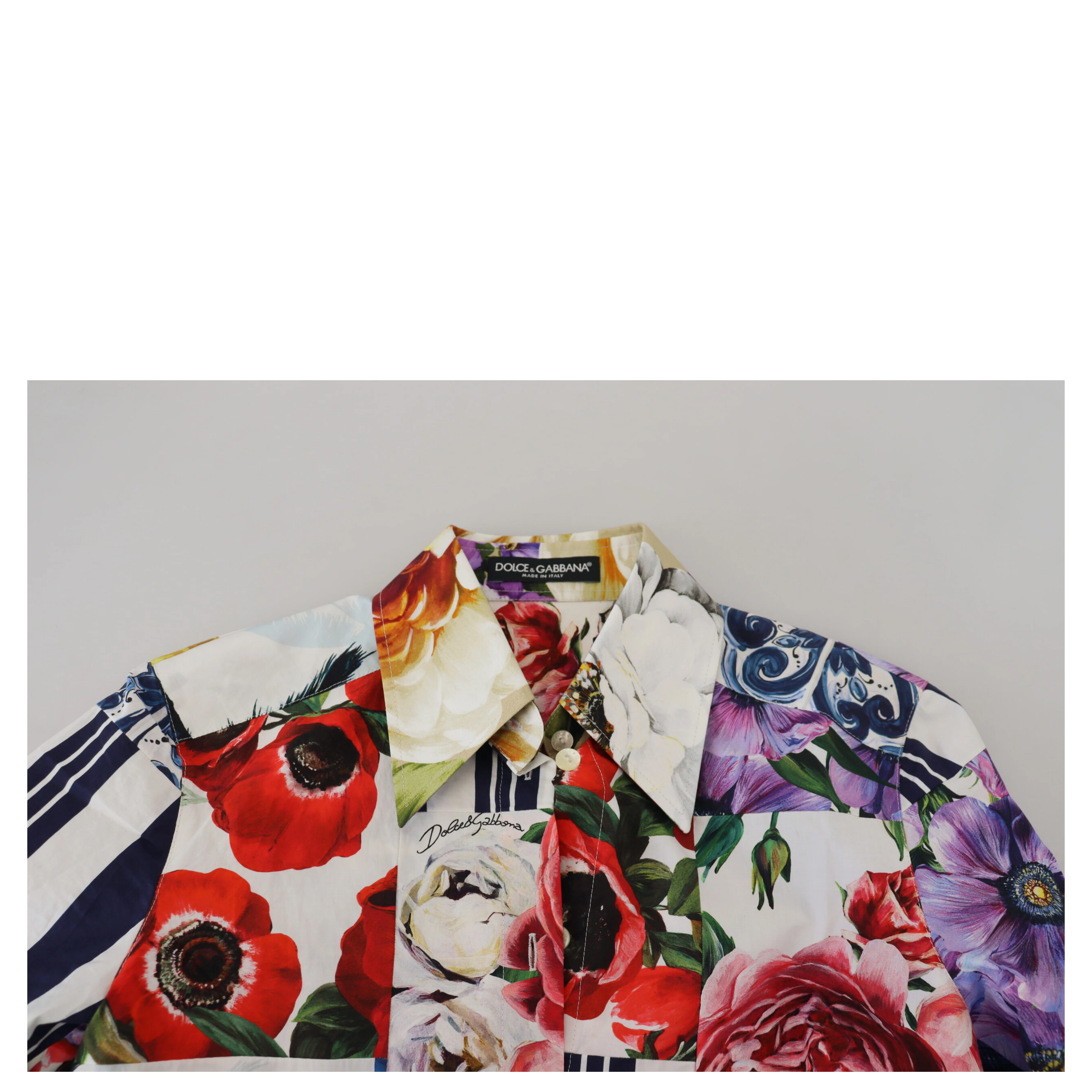 Multicolor Floral Cotton Collared Blouse Top