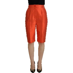 Orange Silk High Waist Cropped Pants