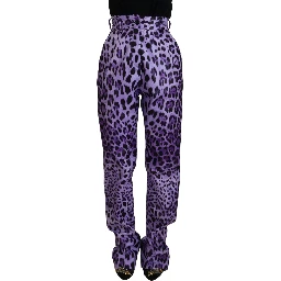 Purple Leopard Print High Waist Pants