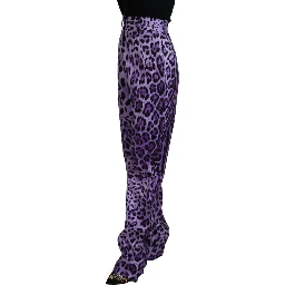 Purple Leopard Print High Waist Pants