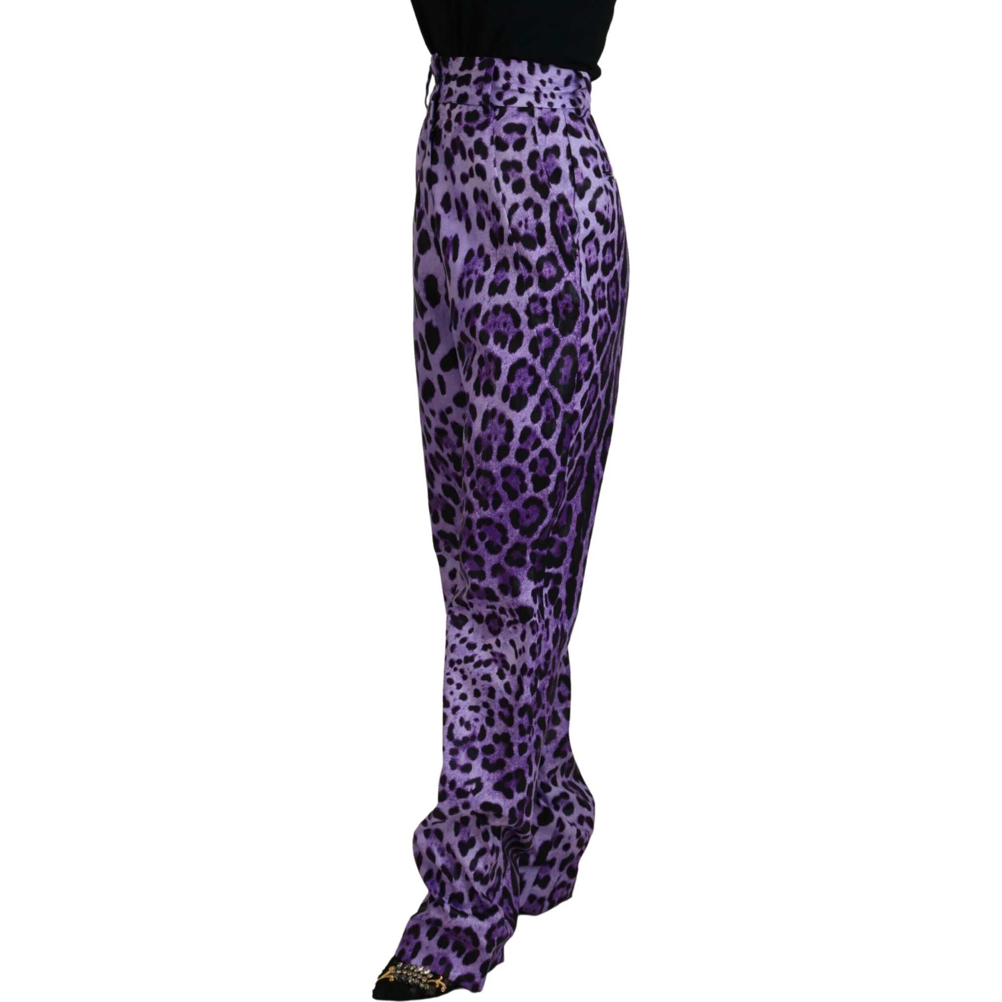 Purple Leopard Print High Waist Pants