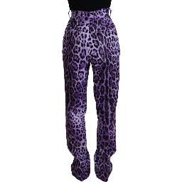 Purple Leopard Print High Waist Pants
