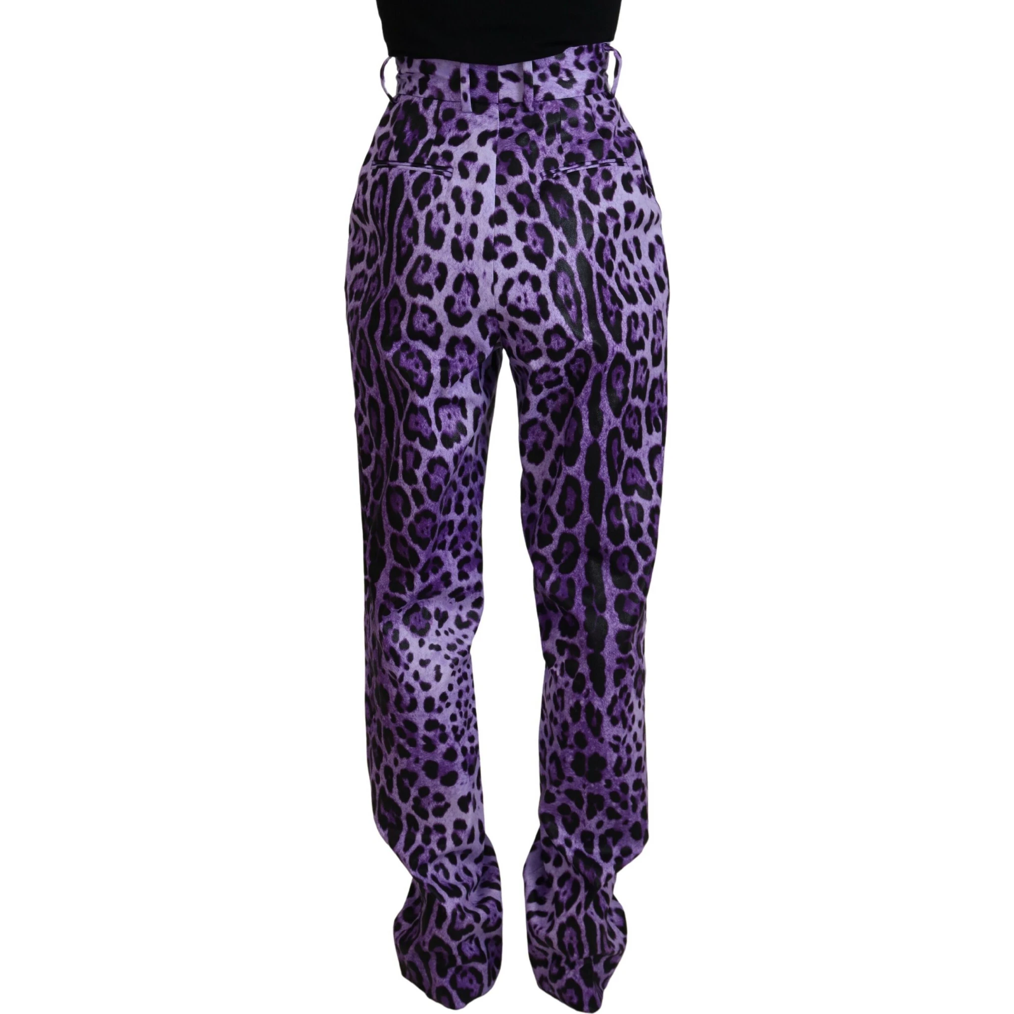 Purple Leopard Print High Waist Pants
