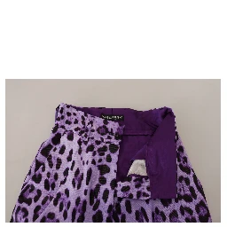 Purple Leopard Print High Waist Pants