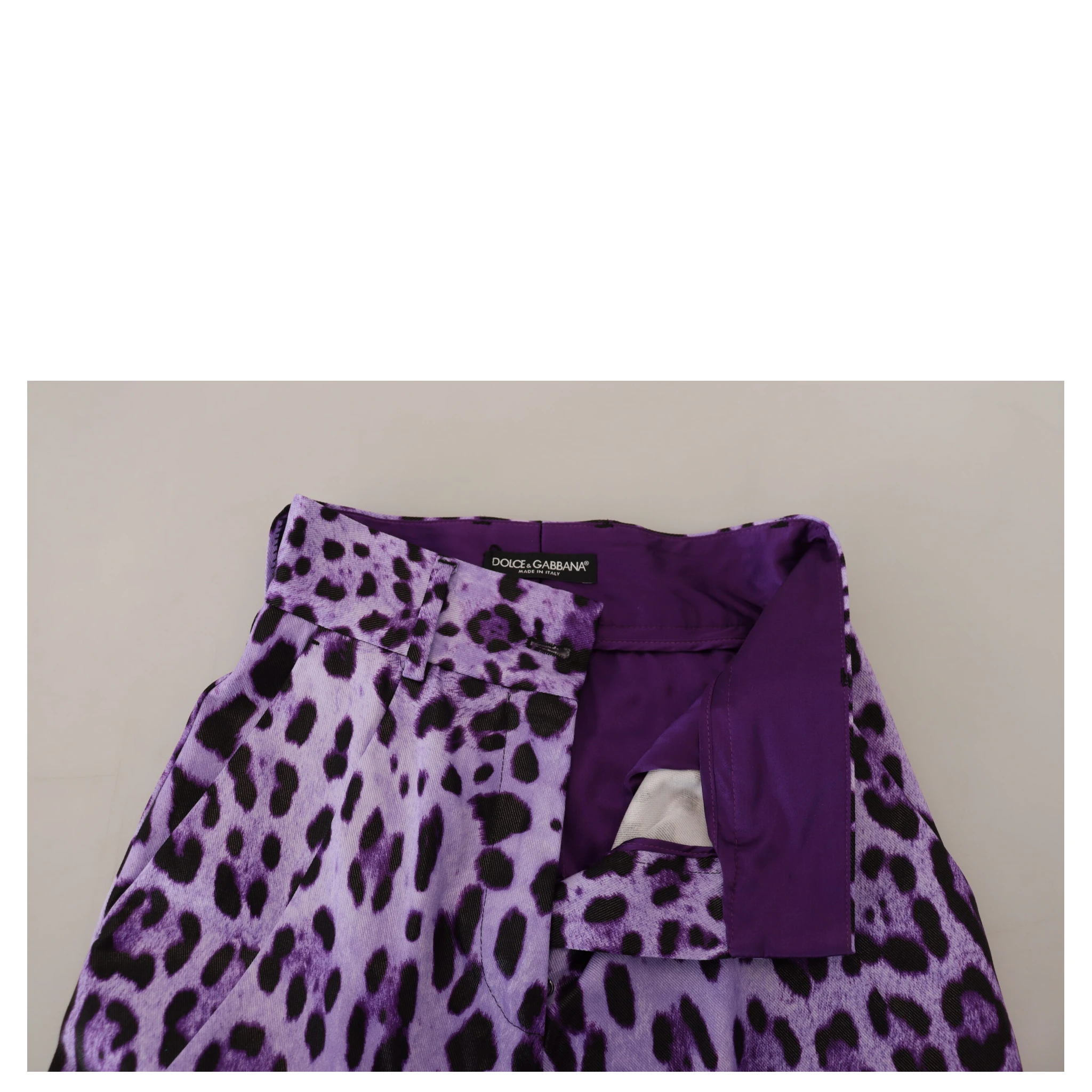 Purple Leopard Print High Waist Pants
