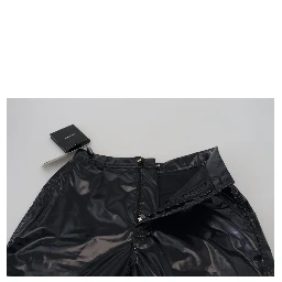 Black Nylon High Waist Skinny Pants