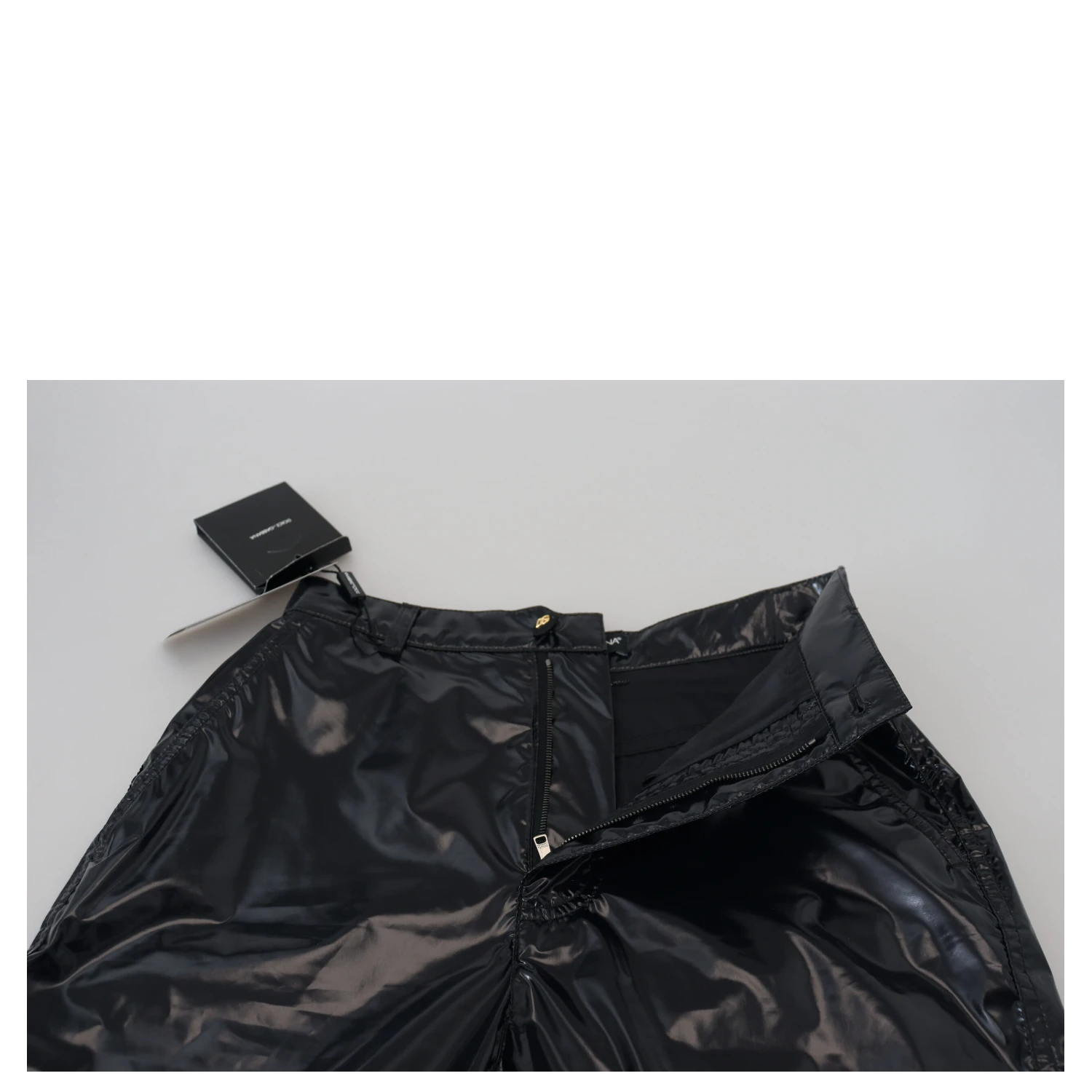 Black Nylon High Waist Skinny Pants