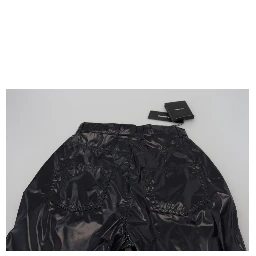 Black Nylon High Waist Skinny Pants