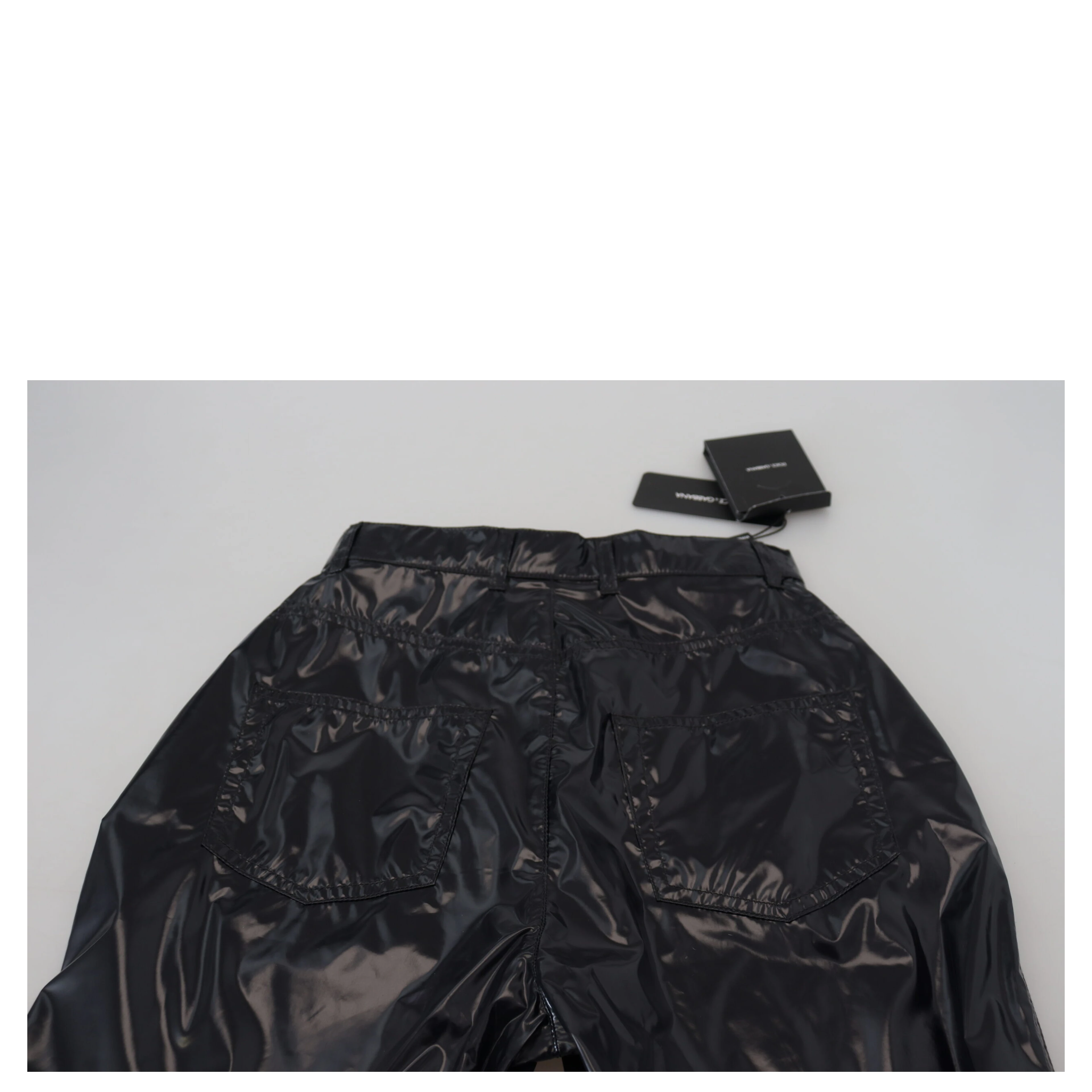 Black Nylon High Waist Skinny Pants