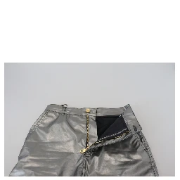 Metallic Silver High Waist Skinny Pants