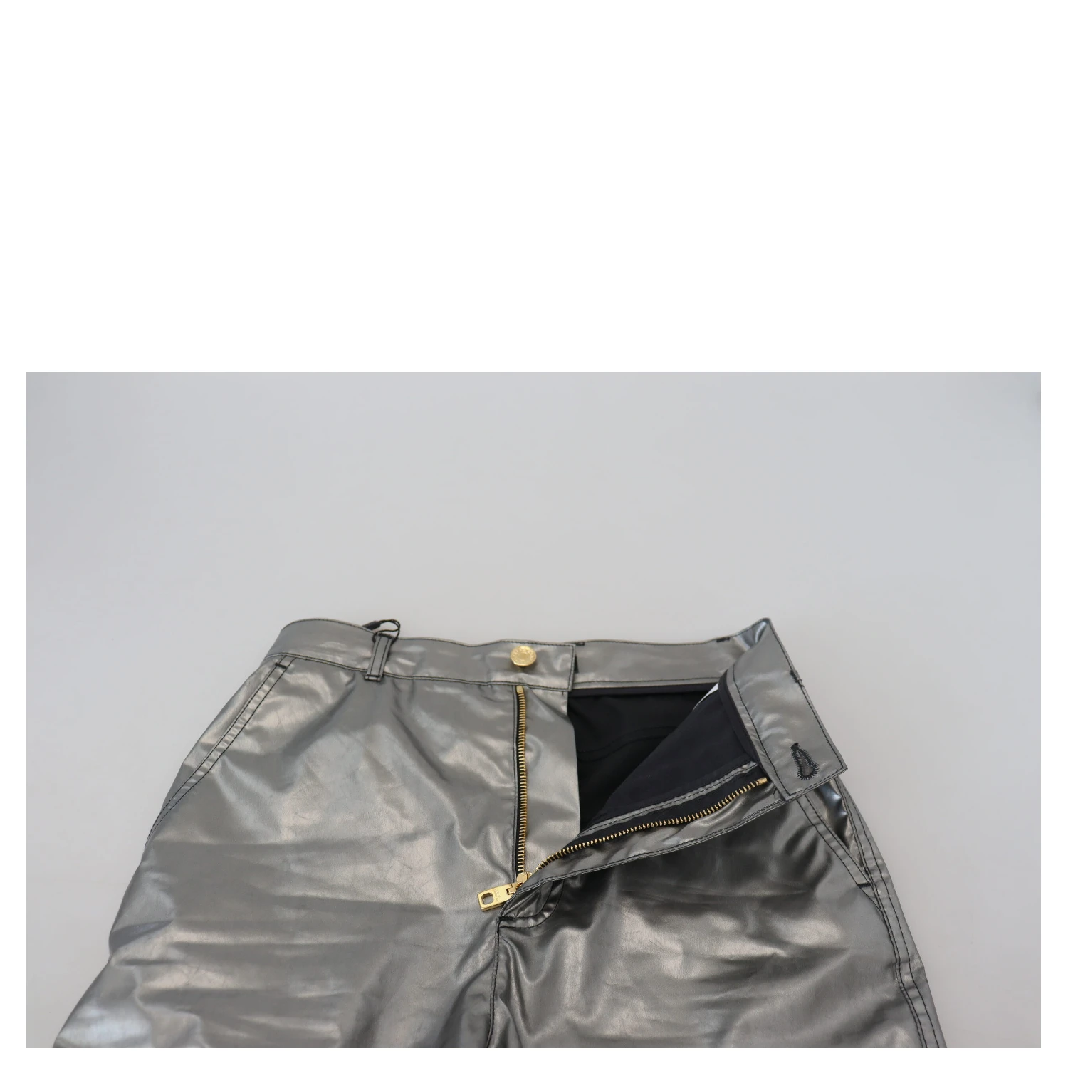 Metallic Silver High Waist Skinny Pants
