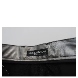 Metallic Silver High Waist Skinny Pants