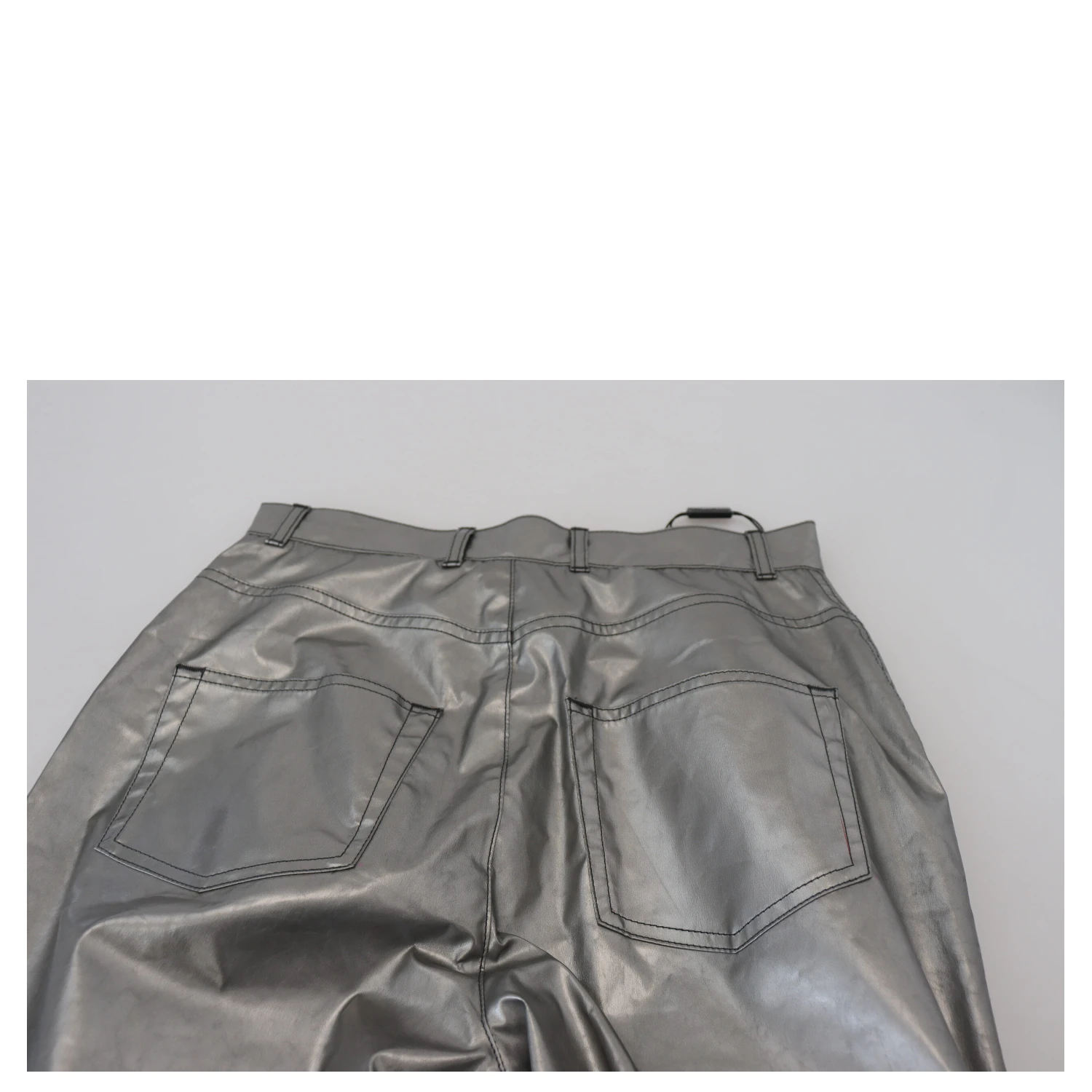 Metallic Silver High Waist Skinny Pants