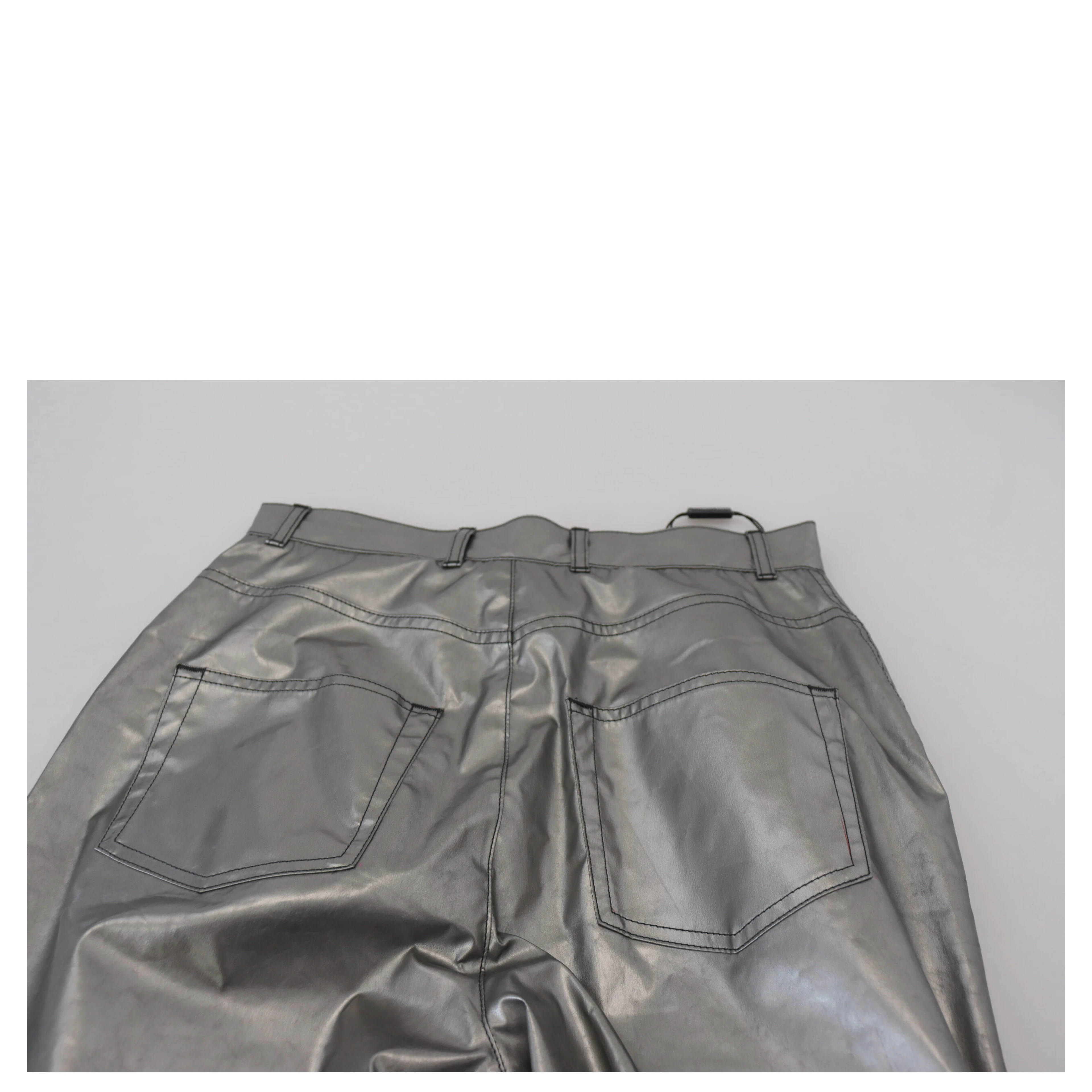 Metallic Silver High Waist Skinny Pants