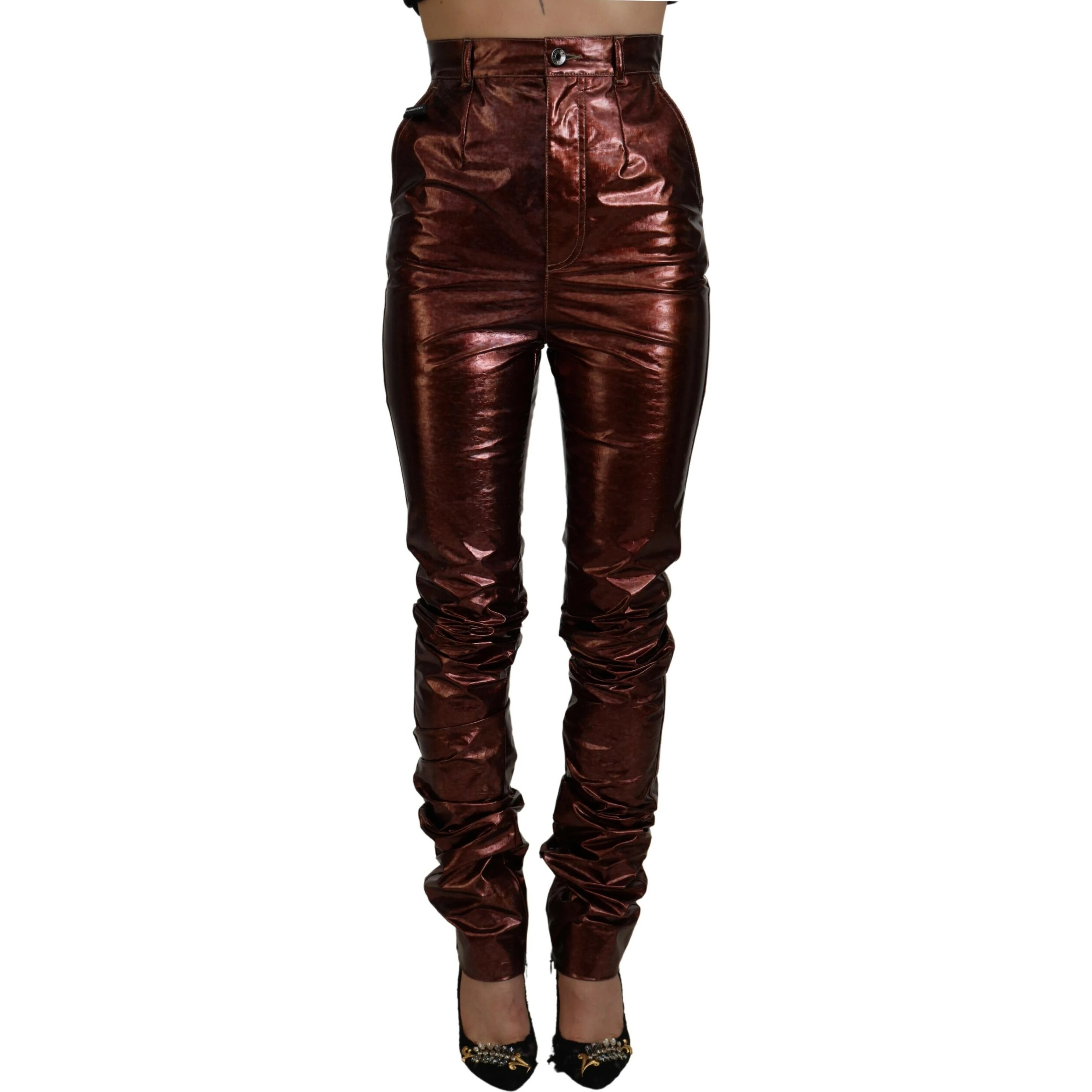 Metallic Bronze High Waist Skinny Jeans