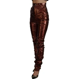 Metallic Bronze High Waist Skinny Jeans