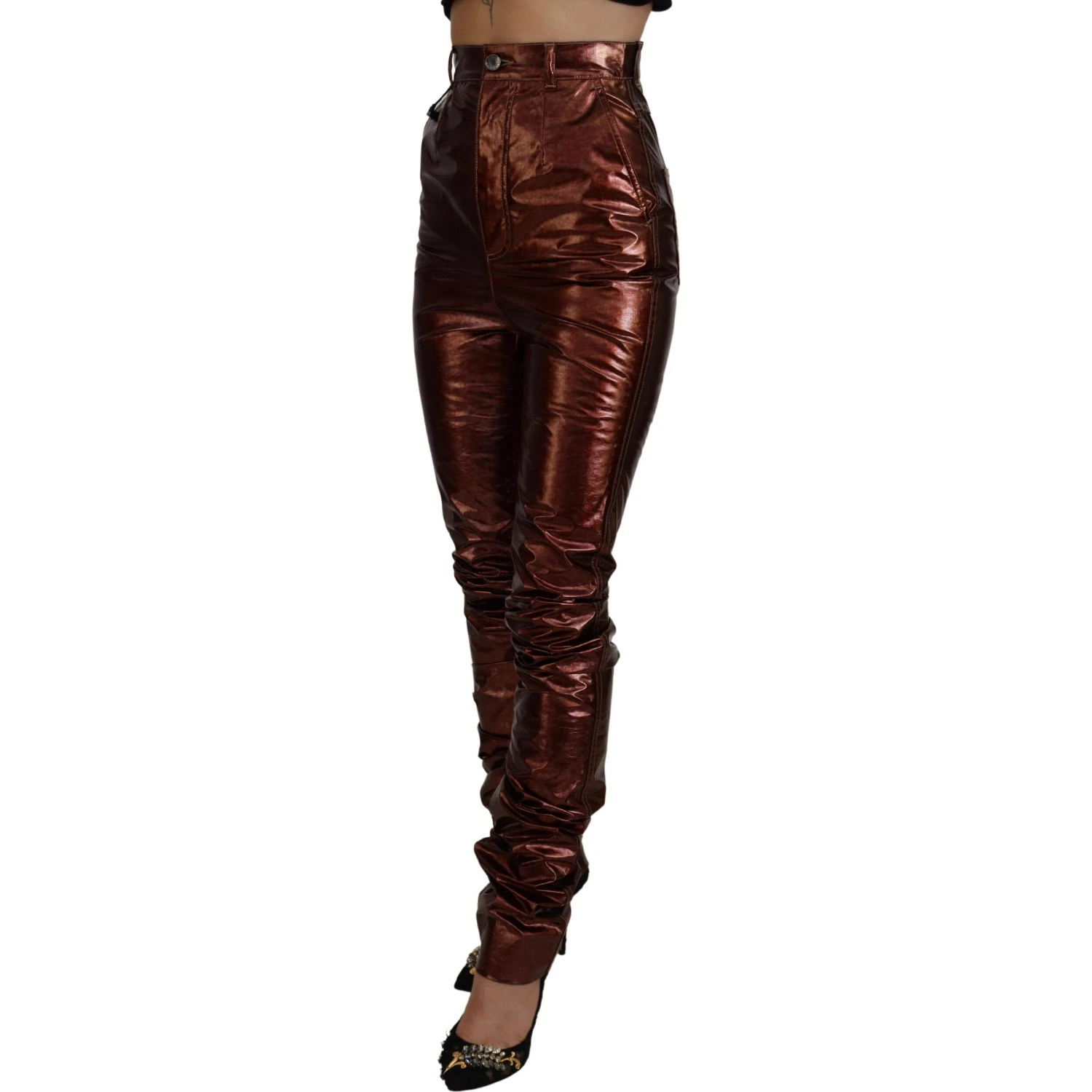 Metallic Bronze High Waist Skinny Jeans