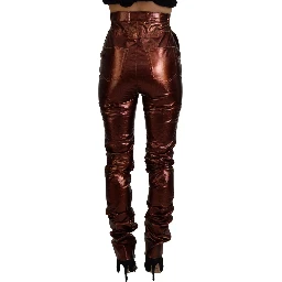 Metallic Bronze High Waist Skinny Jeans