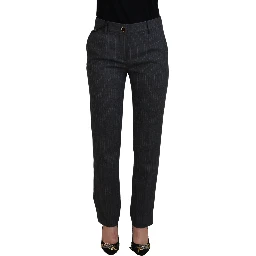 Gray Stripes Wool Tapered Women Pants