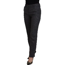 Gray Stripes Wool Tapered Women Pants