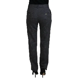 Gray Stripes Wool Tapered Women Pants