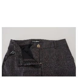 Gray Stripes Wool Tapered Women Pants