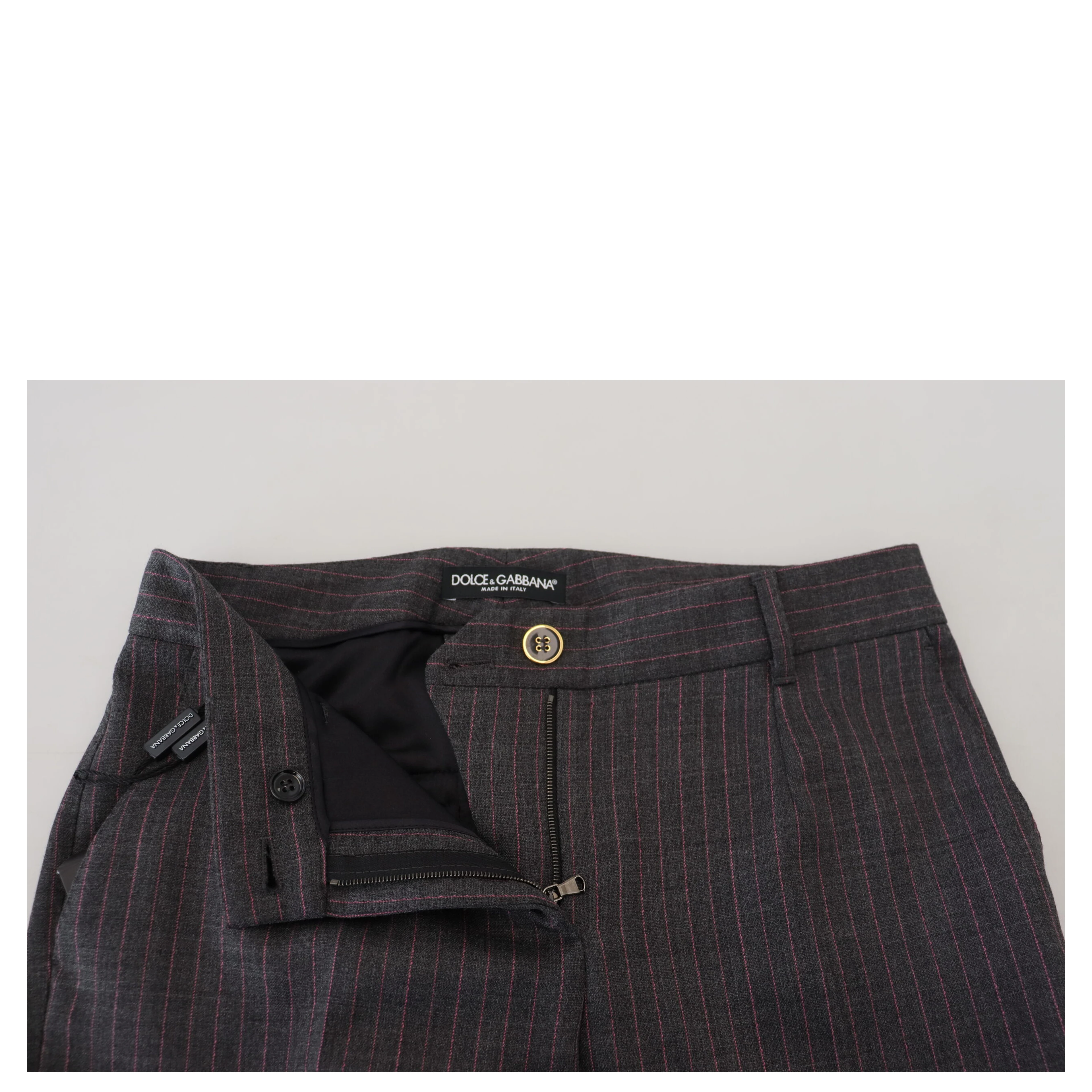 Gray Stripes Wool Tapered Women Pants