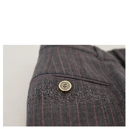 Gray Stripes Wool Tapered Women Pants