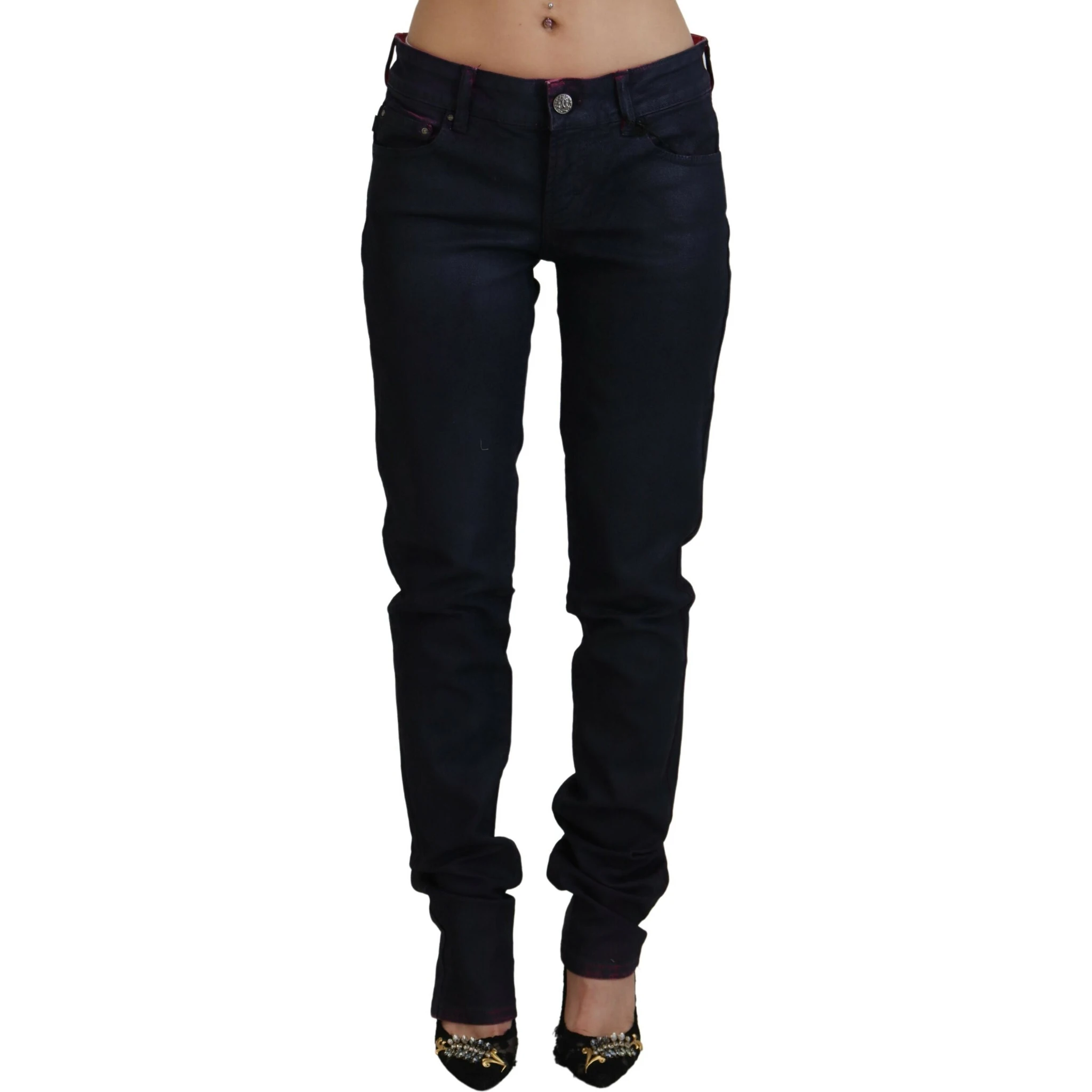 Black Low Waist Slim Fit Women Casual Denim Jeans
