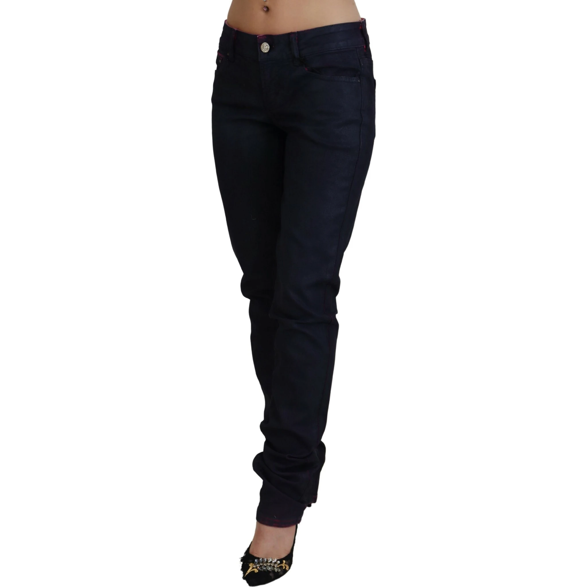 Black Low Waist Slim Fit Women Casual Denim Jeans