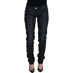 Black Cotton Low Waist Slim Fit Women Casual Denim Jeans