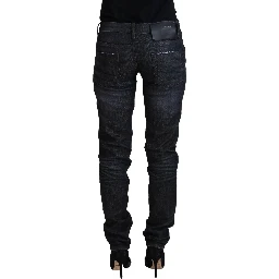 Black Cotton Low Waist Slim Fit Women Casual Denim Jeans
