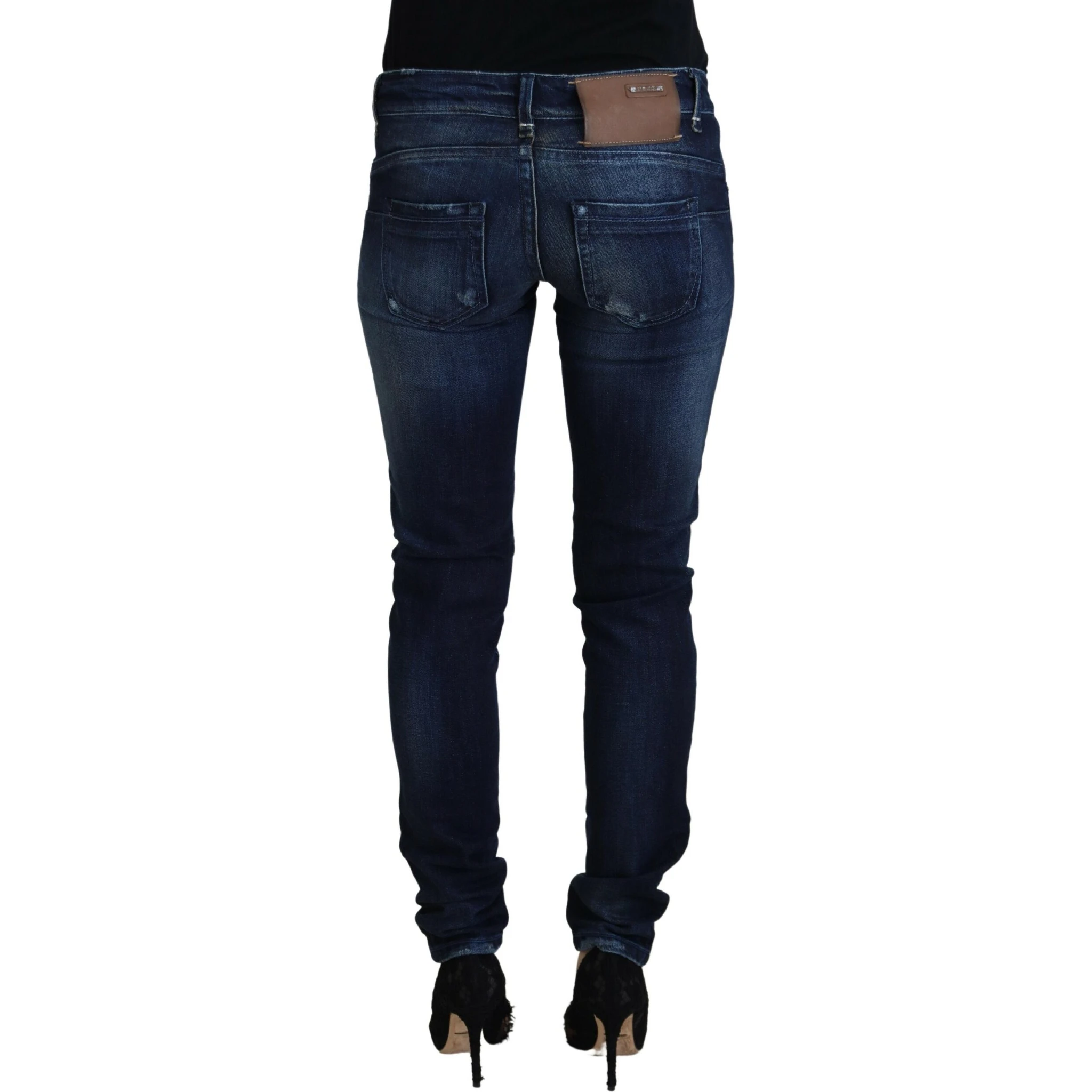 Blue Cotton Low Waist Slim Fit Women Casual Denim Jeans