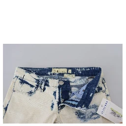 White Blue Cotton Skinny Women Tattered Denim Jeans