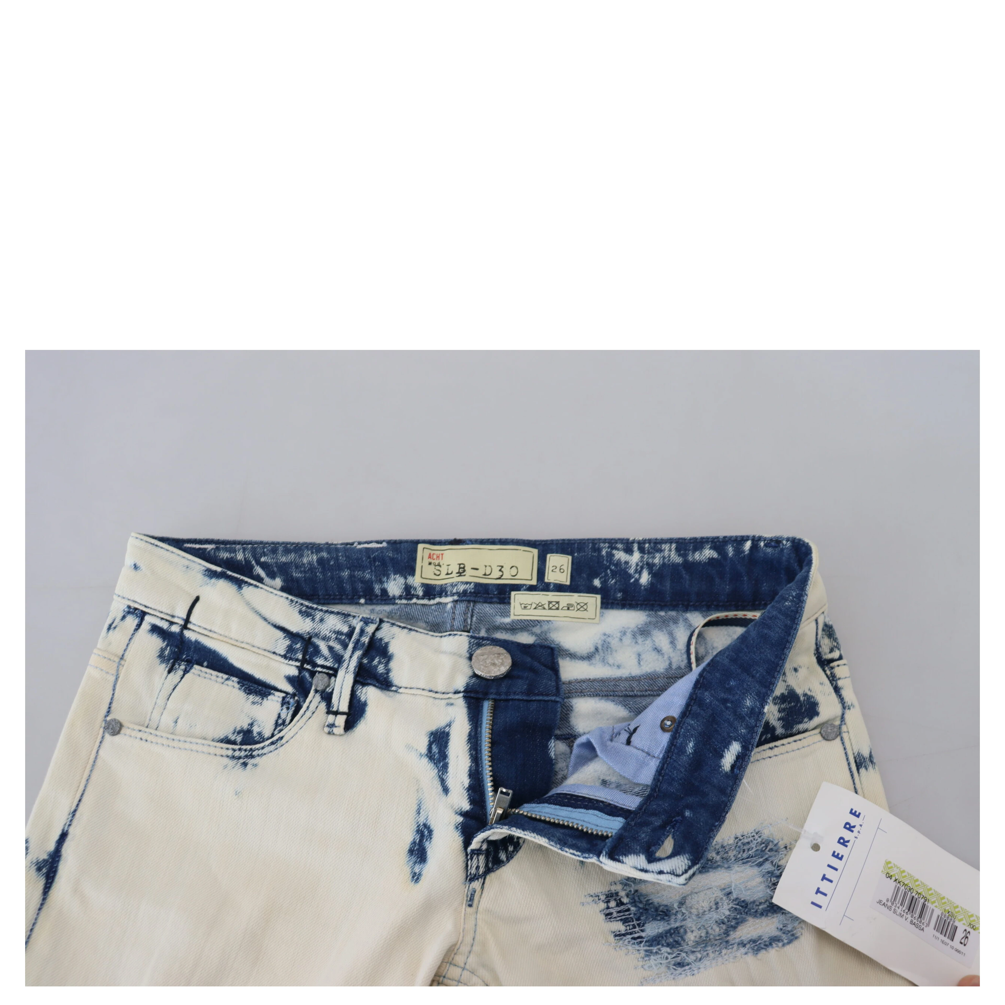White Blue Cotton Skinny Women Tattered Denim Jeans