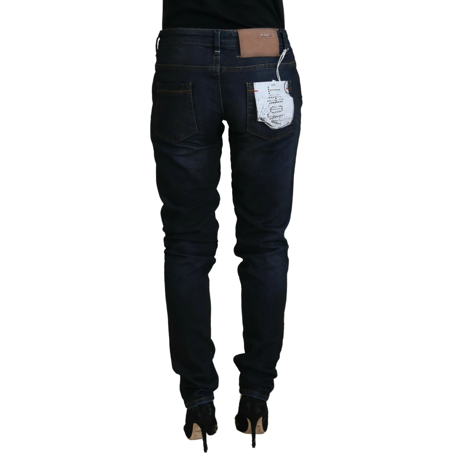 Blue Cotton Skinny Low Waist Women Casual Denim Jeans