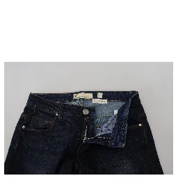 Blue Cotton Skinny Low Waist Women Casual Denim Jeans