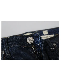 Blue Cotton Skinny Low Waist Women Casual Denim Jeans