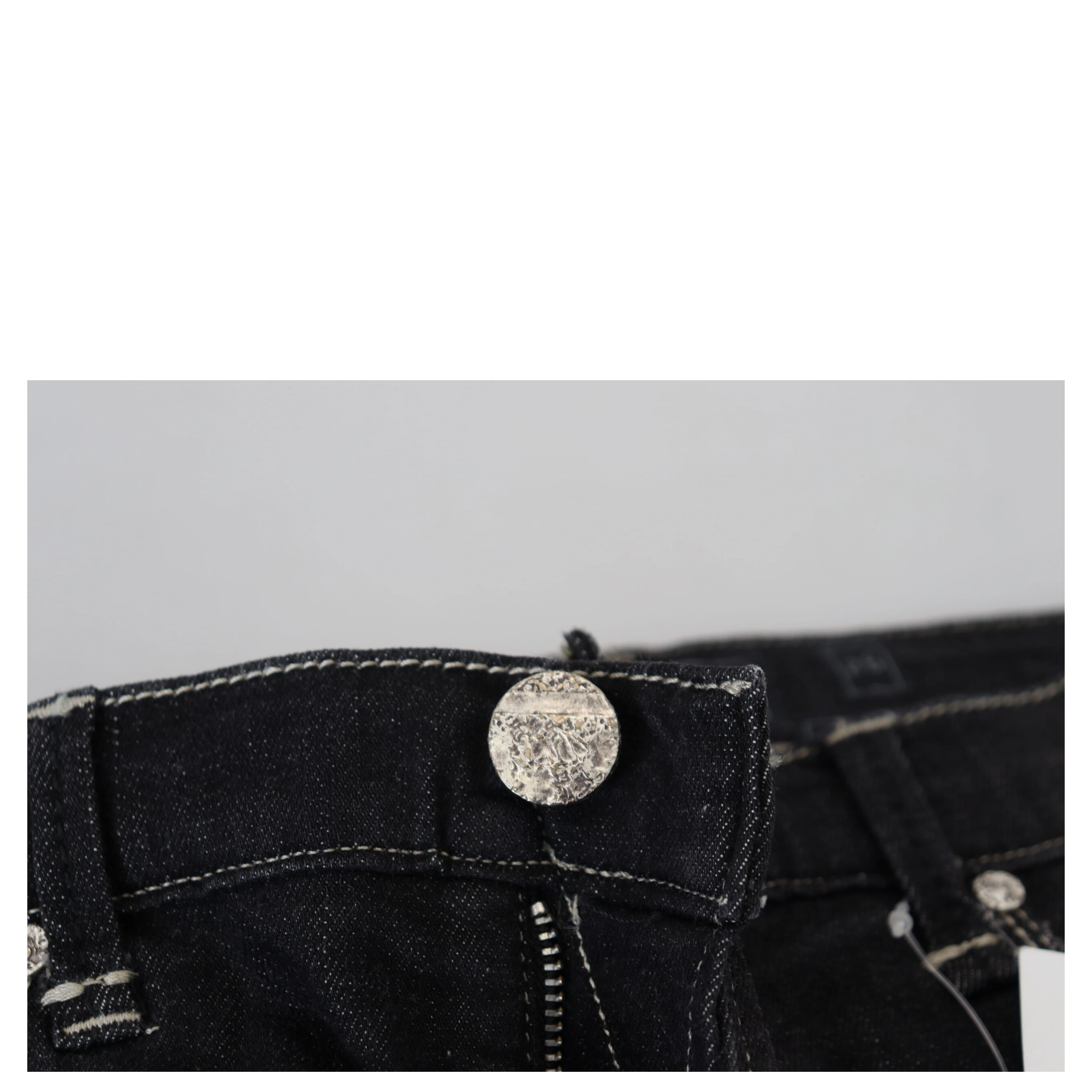 Black Washed Mid Waist Tapered Women Casual Denim Jeans