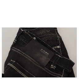Black Washed Mid Waist Tapered Women Casual Denim Jeans