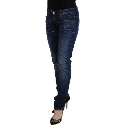 Blue Washed Cotton Low Waist Women Casual  Jeans