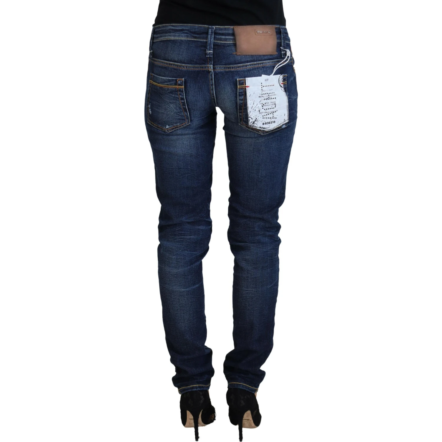 Blue Washed Cotton Low Waist Women Casual  Jeans