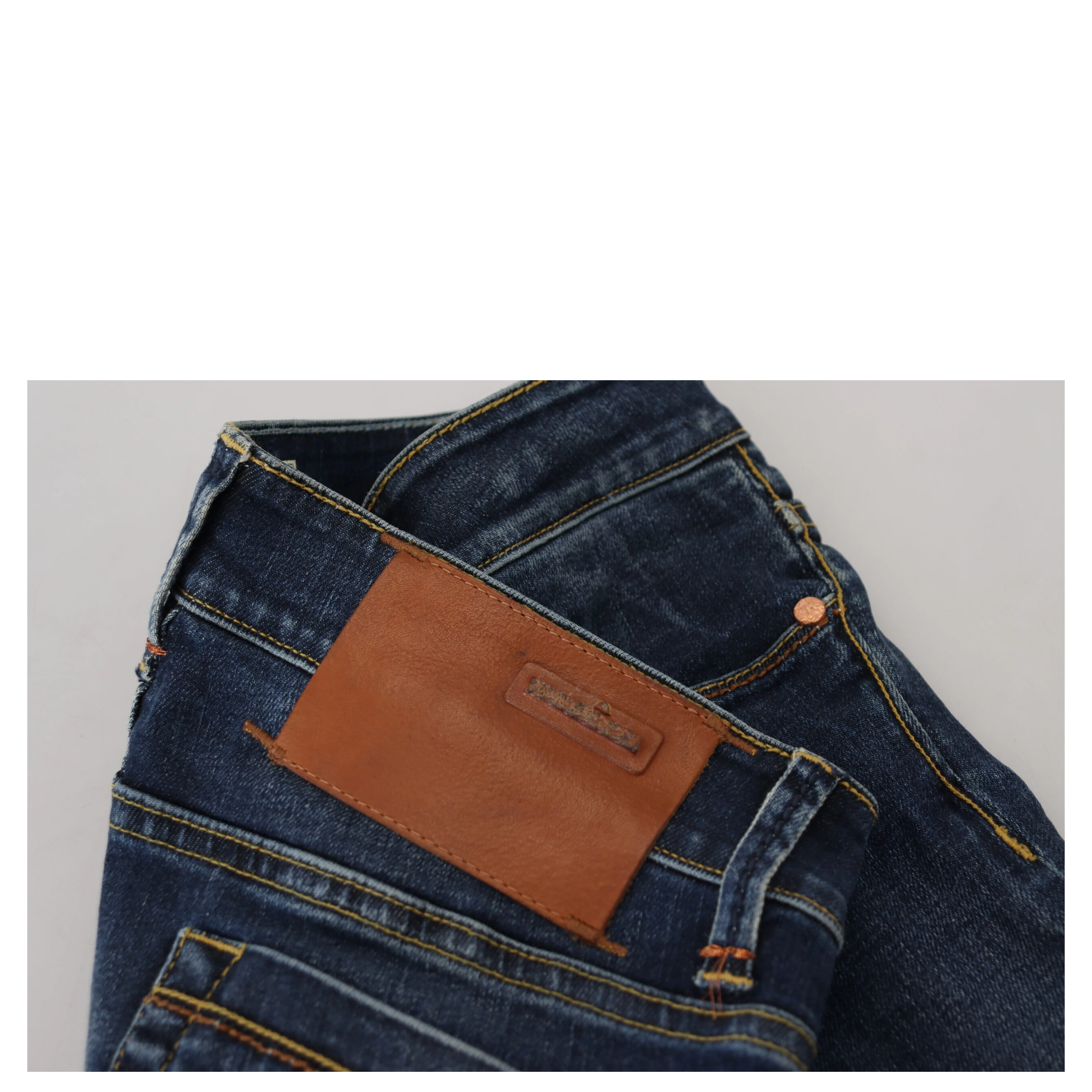 Blue Cotton Low Waist Skinny Women Casual Jeans