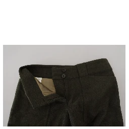 Green Lace Up Leg Women Tapered Pants