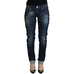 Blue Cotton Slim Fit Women Casual Denim Jeans