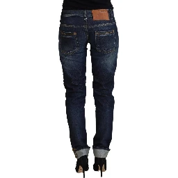 Blue Cotton Slim Fit Women Casual Denim Jeans